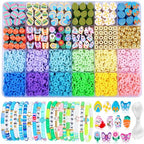 2480pcs Easter Polymer Clay Beads Bracelet Making kit, 24 Style Cute Fun Beads Charms for Jewelry Necklace Earring Making DIY Accessories for Women Girls - color: C3#Easter