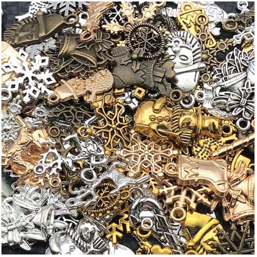 WOCRAFT 100pcs Christmas Charms for Jewelry Making Assorted Jewelry Bangle Bracelet Charms Wholesale Mixed Bulk Metal Earring Charms for DIY Necklace Keychain Craft Supplies (SN830) - color: Christmas Charms