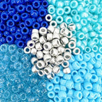 MIIIM 1000PCS 6x9mm Christmas Blue Pony Beads Bulk, 5 Styles Blue and Silver Kandi Beads for Bracelets Making Kit, Hair Braids Crafts for Jewelry Making (Christmas Blue) - color: Christmas Blue