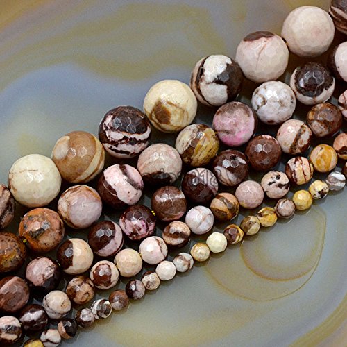 AD Beads Natural Gemstones Faceted Round Spacer Loose Beads 15.5'' 4mm to 10mm (6mm, Faceted Australia Zebre) - color: Faceted Australia Zebre, size: 6mm