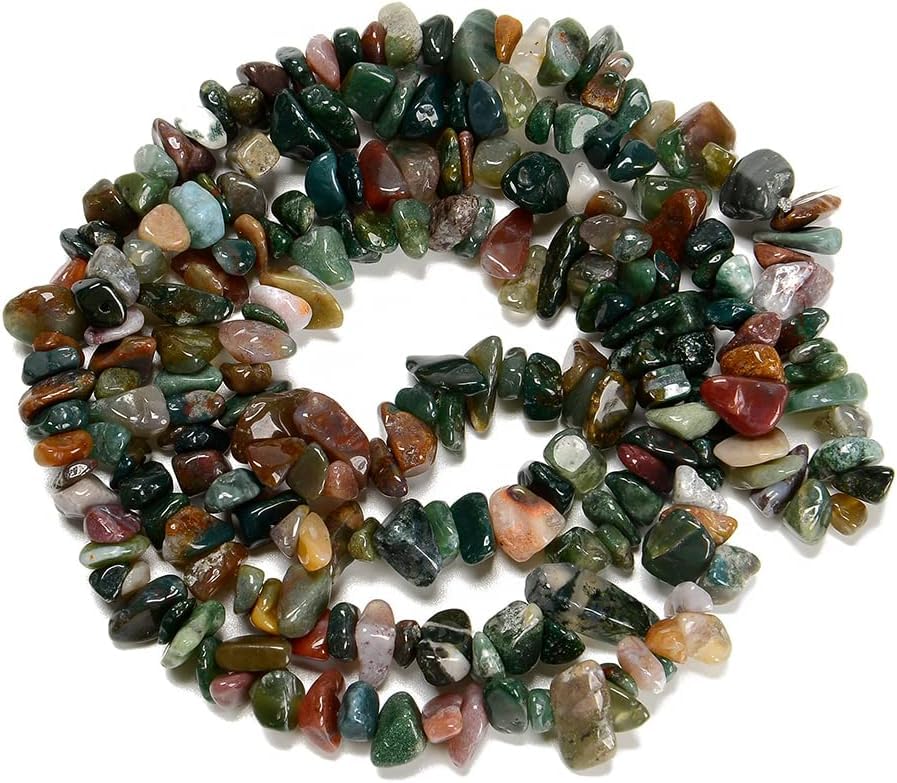 HAAMIIQII 5-8mm Natural Indian Agate Chips Beads Irregular Chip Stones Loose Gemstone Beads Energy Healing Beads for Jewelry Making Strand 30 Inch - color: Indian Agate