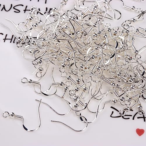 925 Sterling Silver Earring Hooks 50 PCS - Hypoallergenic Jewelry Making Supplies With Fish Hooks, Ear Wires, Findings for DIY Earrings - color: Silver