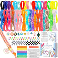 PP OPOUNT Gimp String Craft Kit, 318 PCS Lanyard String Kit with Beads, Pendants & Keychain Accessories, DIY Bracelet Making Kit for Friends, Christmas Gift & Holiday Craft Set - size: 354 Feet