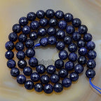 AD Beads Natural Gemstones Faceted Round Spacer Loose Beads 15.5'' 4mm to 10mm (6mm, Faceted Blue Sand) - color: Faceted Blue Sand, size: 6mm