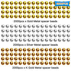 6000 Pcs 2mm Metallic Plated Round Spacer Beads - Smooth, Loose, Crimp Stopper for DIY Earring Necklace Bracelet Jewelry Making with 1mm Hole (Gold Silver K Gold) - color: 2mm, Gold Silver K Gold