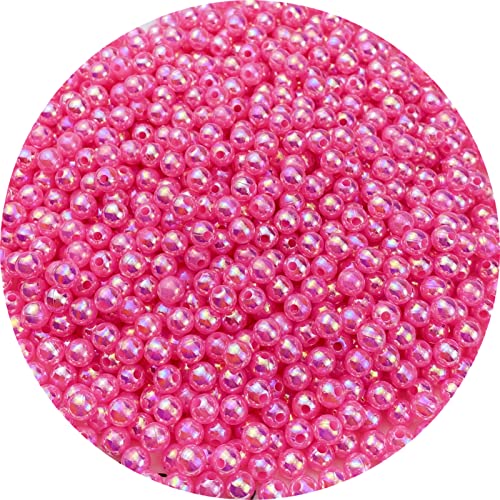 1000pcs Pearl Beads for Crafts 6mm AB Colors Round Loose Pearl Beads for Necklaces Bracelets Earrings Jewelry Making Home Decoration(Dark Pink AB) - color: Dark Pink AB, size: 6mm