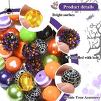 DanLingJewelry 50Pcs Mixed Styles 20mm Acrylic Halloween Bubblegum Beads Cobweb Heart Round Beads for Festival Jewelry Making DIY - color: 50pcs - Halloween