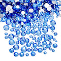 AD Beads 1440 Pieces Mixed Size No Hotfix Glue on Quality Glass Flatback Rhinestones Round Crystal Gems (06 Lt. Sapphire) - color: Lt. Sapphire 06