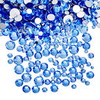 AD Beads 1440 Pieces Mixed Size No Hotfix Glue on Quality Glass Flatback Rhinestones Round Crystal Gems (06 Lt. Sapphire) - color: Lt. Sapphire 06