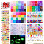 SJZWSD Friendship Bracelet Making Kit– 6 Boxes of Pony, Seed, Clay & Letter Beads, UV Glow in The Dark Beads, Tools & Charms – Jewelry Craft Kit for Kids & Adults - color: GlowMuse