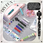 Tondiamo 45 Pcs Full Rhinestone Beadable Pens Bulk Set 15 Glitter Diamond Pens with Cards & Bags Fancy Beaded Pen for Beads DIY Cute Journalling Bling Ballpoint Craft Making(Full Diamond) - style: Full Diamond