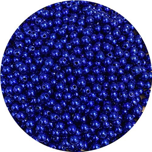 800pcs 6mm Pearl Beads Satin Luste Round Loose Plastic Pearl Craft Beads for Jewelry Making Earring Bracelet Necklace Key Chains Sewing Crafts Decoration (Royal Blue) - color: Royal Blue, size: 6mm