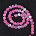 60PCS 6mm Natural Light Pink Mystic Aura Quartz Gemstone Frosted Matte Titanium Round Loose Spacer Beads 15 inch Full Strand Crystal Healing Power Quartz - color: Light Pink, size: 6mm