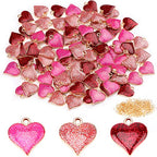 SANNIX 90Pcs Valentine's Day Heart Charms with 150Pcs Jump Rings, 3 Colors (Red, Pink, Rose Red), DIY Jewelry Making Crafts Supplies - color: 3 color