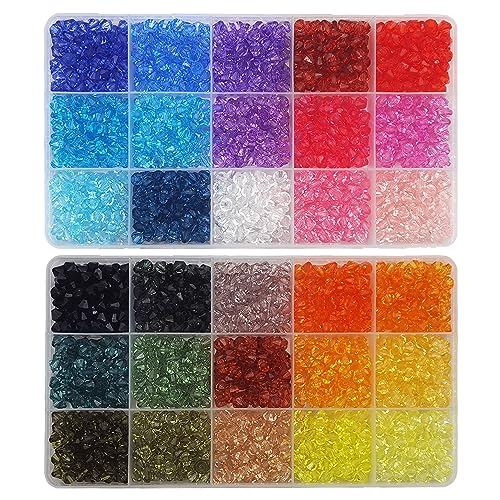 INSPIRELLE 2400 Pieces 6mm Bicone Beads 30 Colors Faceted Acrylic Beads Plastic Spacers Beads for Jewelry Making and Crafting - color: Bicone Beads (2400 pieces)