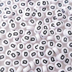 200+ Pieces 4x7mm Single Q Letter Beads for Jewelry Making, White Round Acrylic Bulk Alphabet (Black on White) - size: Single letter Q 200+ Pcs
