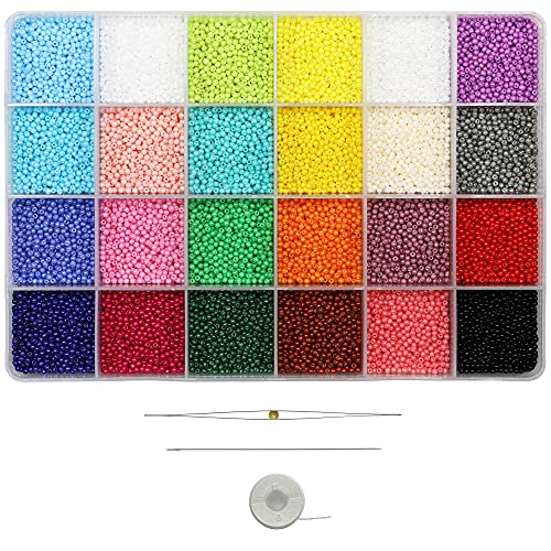 Bala&Fillic Size Almost Uniform 2mm Seed Beads for Earring Making, About 20000pcs in Box Pearled Color 12/0 Round Glass Seed Beads (about 850pcs/Color, 24 Colors) - color: 24 Colors Pearl -Size 2mm