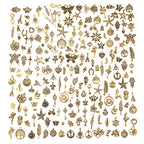 JIALEEY 200Pcs Tibetan Antique Gold Charm Mixed Pendants DIY for Bracelet Necklace Jewelry Making and Crafting