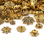 BronaGrand 100 Gram(About 250-350pcs) Bali Style Jewelry Making Metal Bead Caps Deluxe New Mix,Antique Gold - color: Antique Gold