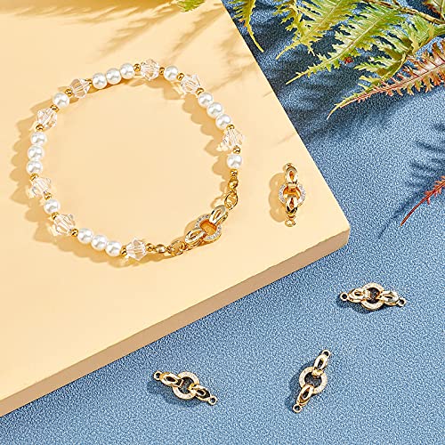 CHGCRAFT 5 Set 25.5mm Real 18K Golde Plated Brass Micro Pave Cubic Zirconia Fold Over Clasps Oval Shaped Long-Lasting Golden Plated Clasps for Earrings Bracelet Jewelry Making Pendant Connector