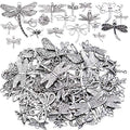 100g (About 50-80pcs) Antique Silver Dragonfly Charms Tibetan Insect Charms Pendants Craft Supplies for Bracelets Necklace Jewelry Making - style: Silver Dragonfly Charms