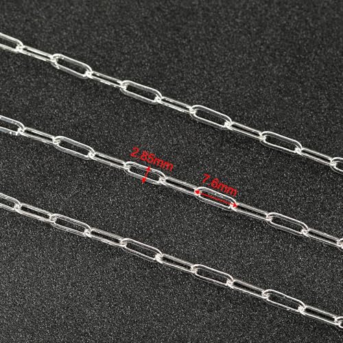 YOUBEIYEE 32.8 Feet Silver Paperclip Chain for Jewelry Making Silver Plated Brass Chain Roll for Women Necklace Bracelet DIY Jewelry Supplies - color: Paperclip