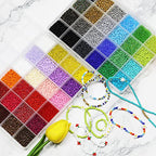 18800Pcs 3mm 48-Color Glass Seed Beads + 260 Alphabet Letter Beads DIY Jewelry Making Kit | Adult Craft Supplies with Elastic String, Charms, Rings for Bracelet Necklace Art Projects - color: 48 Colors