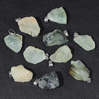 10pcs Irregular Raw Natural Prehnite Rock Stone Pendant Healing Crystal Chakra Gemstone Charm for Jewelry Making DIY Necklace Earrings Accessories Reiki - color: Prehnite