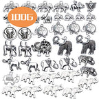 100g Antique Silver Elephant Charms Tibetan Animal Charms Pendants for Bracelets Necklace Jewelry Making - style: Silver Elephant Charms
