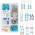 SUNNYCLUE 1 Box DIY 8 Pairs Ocean Theme Earring Making Kits Starfish Shell Sea Turtle Charms Pendants Cowrie Shell & Glass & Synthetical Turquoise Beads for Handmade Earrings Beginner - color: Golden Ocean Earrings