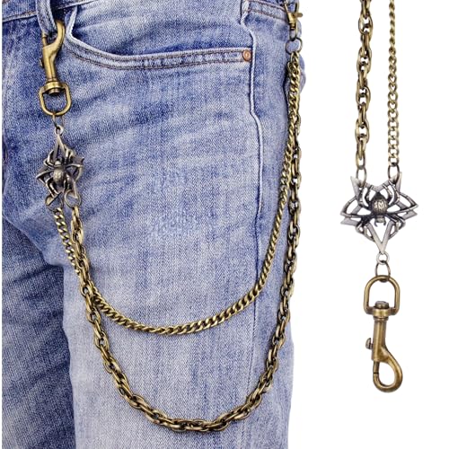 Layered Punk Pants Chain for Men Women, Gothic Hip Hop Jean Chain Wallet Chain Biker Trouser Chain, Goth Emo Fashion Keychain Accessories - color: 2L-Spider Chain