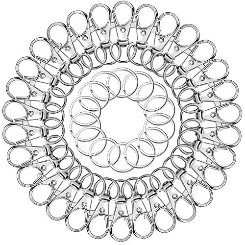 100PCS Swivel Snap Hooks with Key Rings, 50Pcs Key Chain Clip Hooks and 50Pcs Key Rings, Lanyard Lobster Claw Clasps for Keychains Jewelry Art Crafts - color: Silver