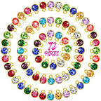 Hicarer 72 Pcs Crystal Birthstone Charms DIY Beads Pendant Crystal Charm for Jewelry Necklace Bracelet Earring Making, 7 mm - color: Light Colors, Golden Base