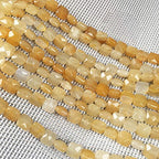 Natural Stone Beads Square Faceted Beading Yellow Jade Gemstone Topaz Loose Beads for Jewelry Making 7.9 inches 2 Strands - color: yellow jade