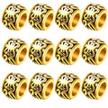 BronaGrand 100pcs Antique Gold Large Hole Spacer Beads Tibetan Alloy Column Barrel Beads with Nice Patterns Loose Charm Beads for European Charm Snake Chain Bracelet Jewelry Making - color: Gold