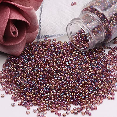 Size 4 mm 6/0 Glass Seed Beads, 2100 Pcs Small Mini Spacer Loose Pony Beads for Jewelry Making and DIY Crafts (Iris Amethyst Bronze) - color: Iris Amethyst Bronze, size: Large