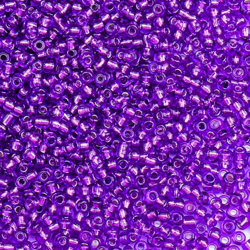 5000pcs Glass Seed Beads, 3mm 8/0 Small Individual Color Seed Beads Mini Pony Bulk for DIY Bracelet Necklaces Wrist Jewelry Making, Frosted Silver Purple - color: Frosted Silver Purple