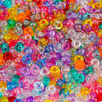 1000+pcs Glitter Pony Beads Bulk, Acrylic 9mm Large Plastic Bead for Bracelets Big Hole Hair Braids Crafts DIY Projects - color: Glitter