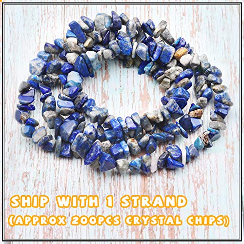 500 pcs Natural Chip Stone Beads, Lapis Lazuli 5-8 mm Irregular Gemstones Healing Crystal Loose Rocks Bead Hole Drilled for Jewelry Making Bracelet - color: Lapis Lazuli