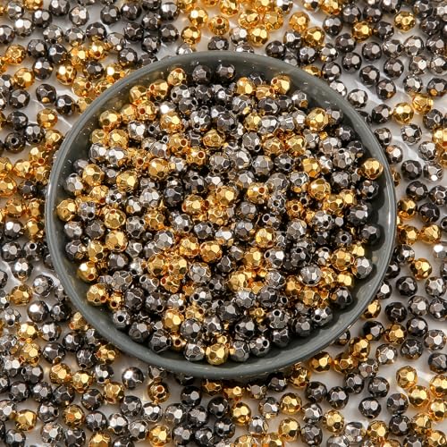 8mm Acrylic Beads 600pcs AB Golden&Silver Spacer Bubble Bead Plastic Crafts Beads for DIY Necklaces Bracelets Earrings Jewelry Making (Golden&Silver&Grey) - color: golden&silver&grey