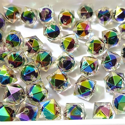 Mixed Lots Shiny AB Color Acrylic Faceted Cube Bead DIY Beading Hairband Bracelets Necklace Craft Embelishment (Gradient-Cube) - color: Gradient-Cube