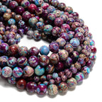 95pcs(2 Strand) 8mm Galaxy Purple Sea Sediment Imperial Jasper Beads with Energy Power, Round Stone Beads for Jewlery Bracelets Earrings Making DIY - color: Blue Purple Imperial Jasper, size: 8mm
