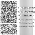 WILLBOND 1200 Pcs Round Spacer Beads for Jewelry Making 4/6/8 mm Smooth Ball Beaded Seamless Loose Ball Embellishments with Holes for Stackable Bracelet Craft(Silver) - color: Silver