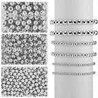 WILLBOND 1200 Pcs Round Spacer Beads for Jewelry Making 4/6/8 mm Smooth Ball Beaded Seamless Loose Ball Embellishments with Holes for Stackable Bracelet Craft(Silver) - color: Silver