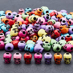 NBEADS 200pcs Halloween Skull Beads - Acrylic Skull Spacers in Mixed Colors - color: Mixed Color-Skull