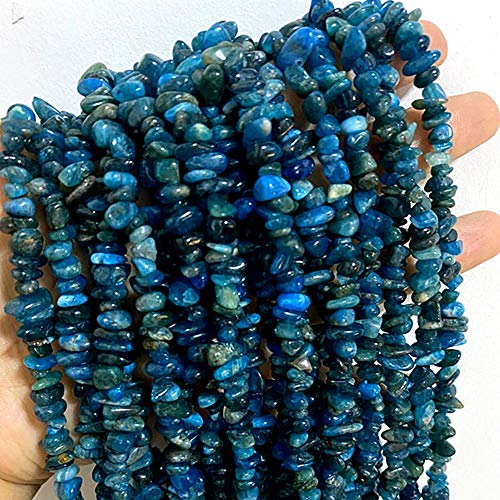 PLTbeads 5-8mm Natral Healing Gemstone Waist Bracelets Necklace Kit Irregular Stone DIY Crafts Design Jewelry Making 1 Strand per Bag Approxi 34 inch (Blue Apatite Chips) - color: Blue Apatite Chips