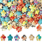 DAHI 130pcs 6 Colors Turquoise Turtle Beads: Synthetic Turquoise, Cylindrical, Loose Beads for DIY Jewelry Making - color: colorful sea turtle