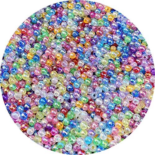 1500 Pcs 4mm Acrylic Round Beads AB Colors Round Spacer Beads for Earring Bracelet Necklace Key Chains Jewelry DIY Craft Making (Mix AB Color) - color: Mix AB Color, size: 4mm