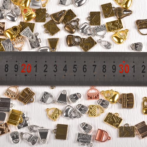 stino Metal Charms for Jewelry Making 100gram, Bulk Tibetan Silver & Gold Plated Trinkets for Earring Necklace Jewelry Making and Findings - color: Handbag Glod Silver