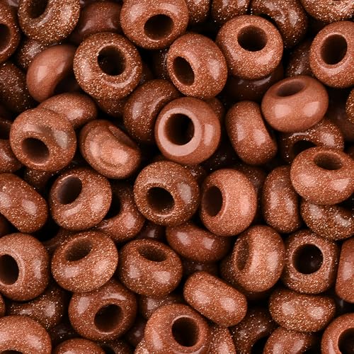 20Pcs Natural Gold Sandstone Large Hole Beads, 8x14mm Rondelle Gemstone Spacer Beads 6mm Big Hole for Jewelry Making, Beading Bracelets, Macrame & Hair Braiding - color: Gold Sandstone